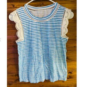 Agee Top XS Lilly Pulitzer Zanzibar Beach White Blue Nautical Stripe